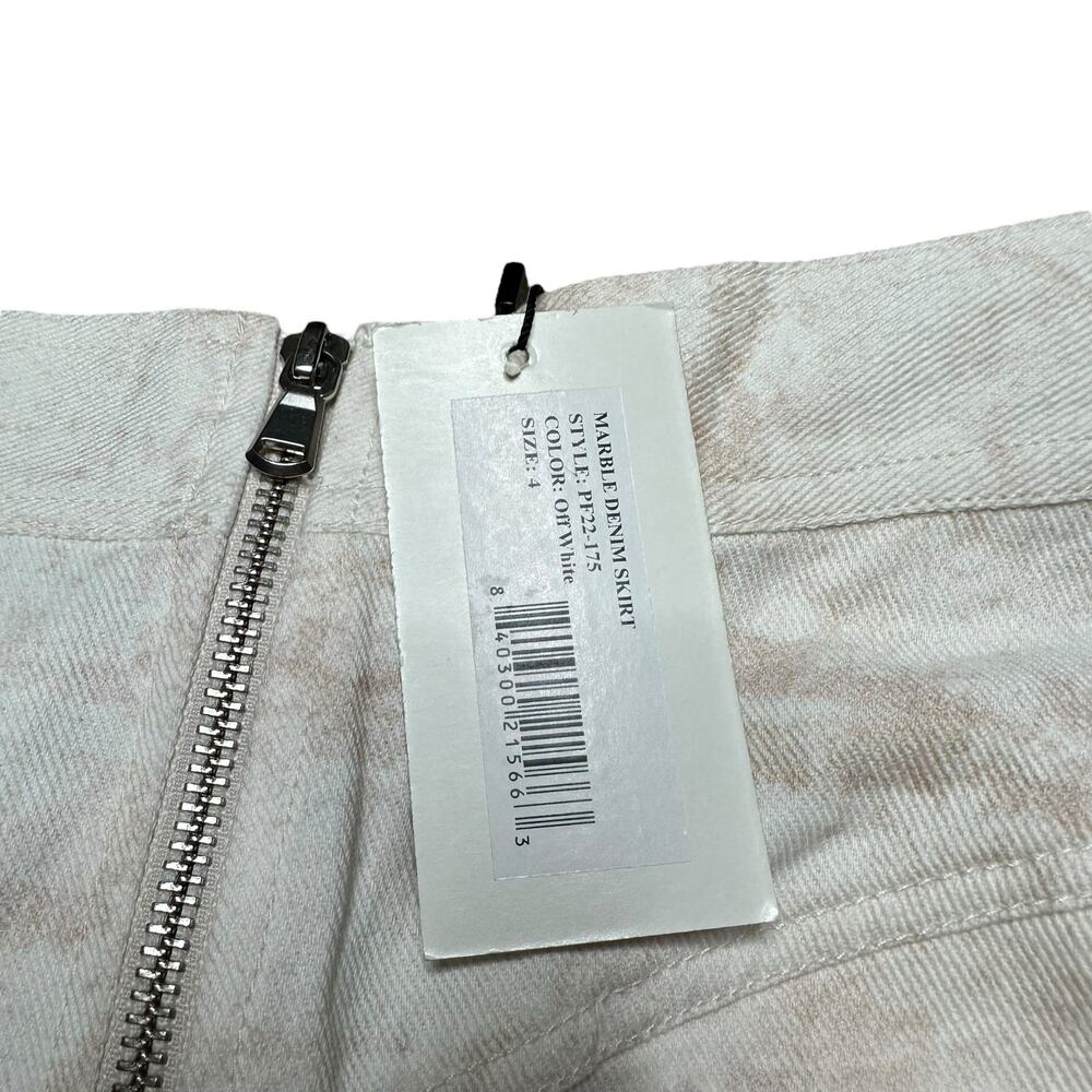 SEA NEW YORK Marble Denim Skirt Cream Tan White Women's Size 4 NWT Zip Front - Picture 9 of 11